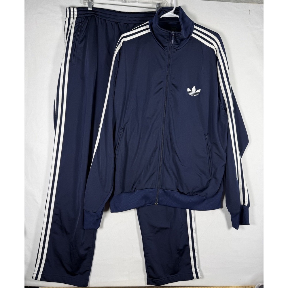 Vintage Adidas Trefoil Firebird 3 Stripe Track Jacket XXL & Pants XL Tracksuit